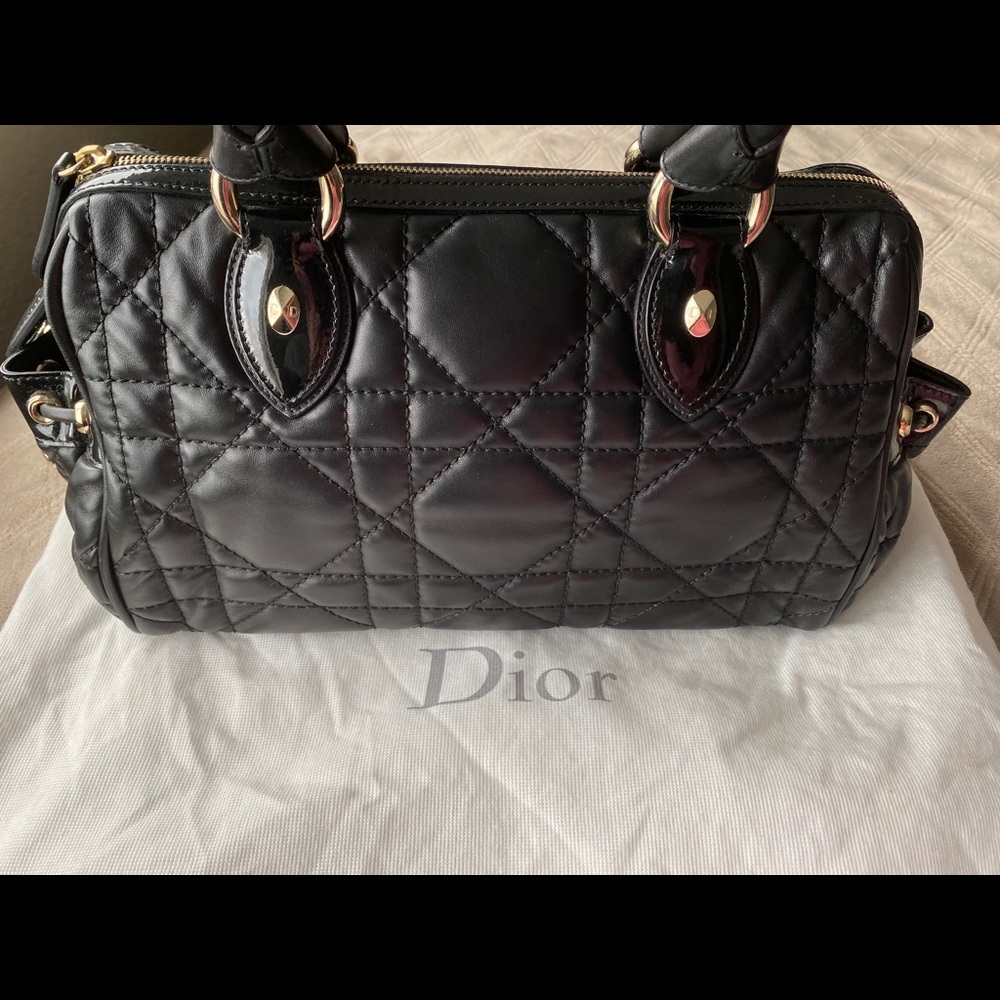 Christian Dior quilted cannage lambskin bag.